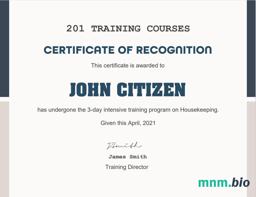 USA Training Course cert